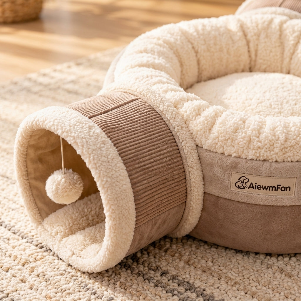 AiewmFan™ Plush Cat Tunnel Lounge Bed