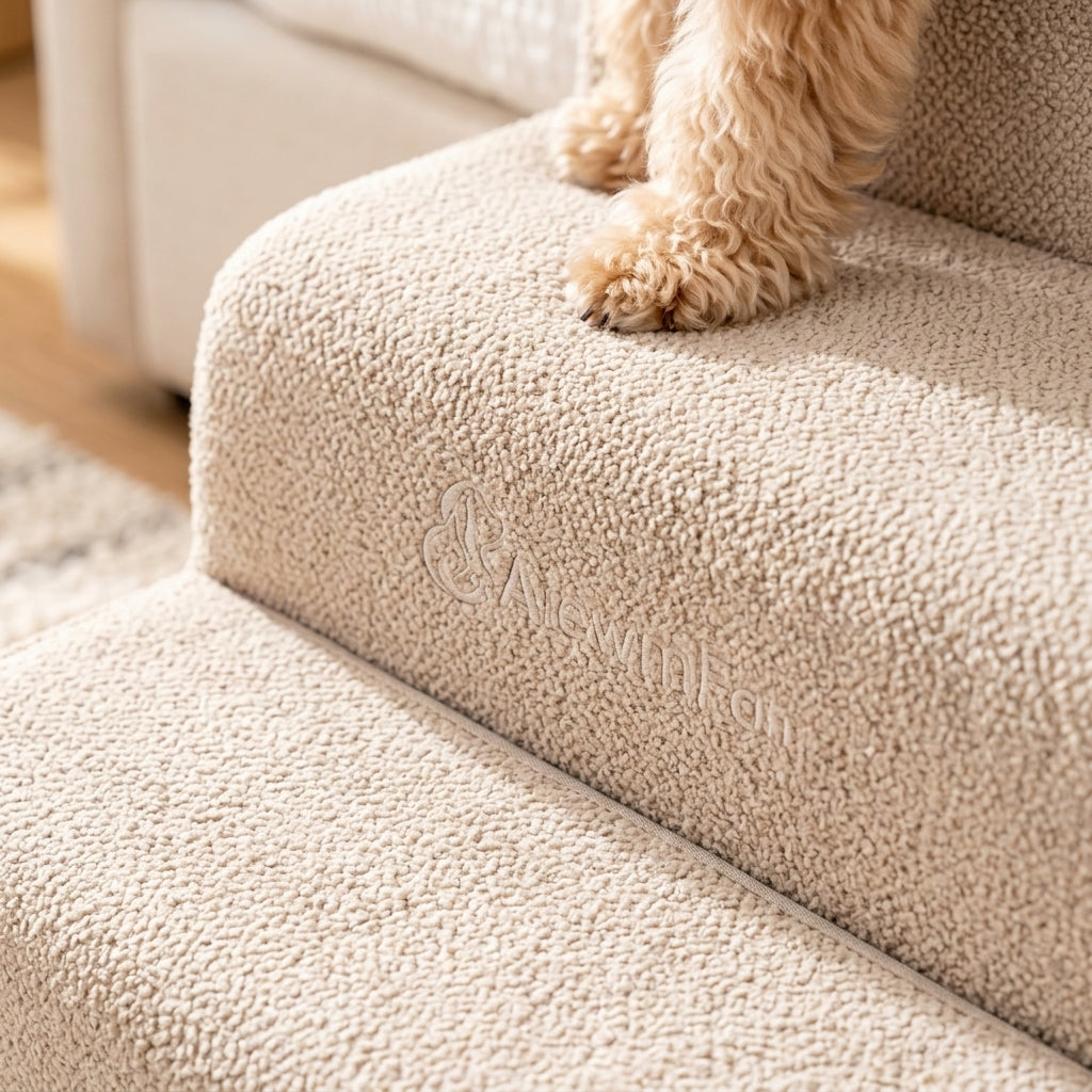 Pet stair fabric and step detail