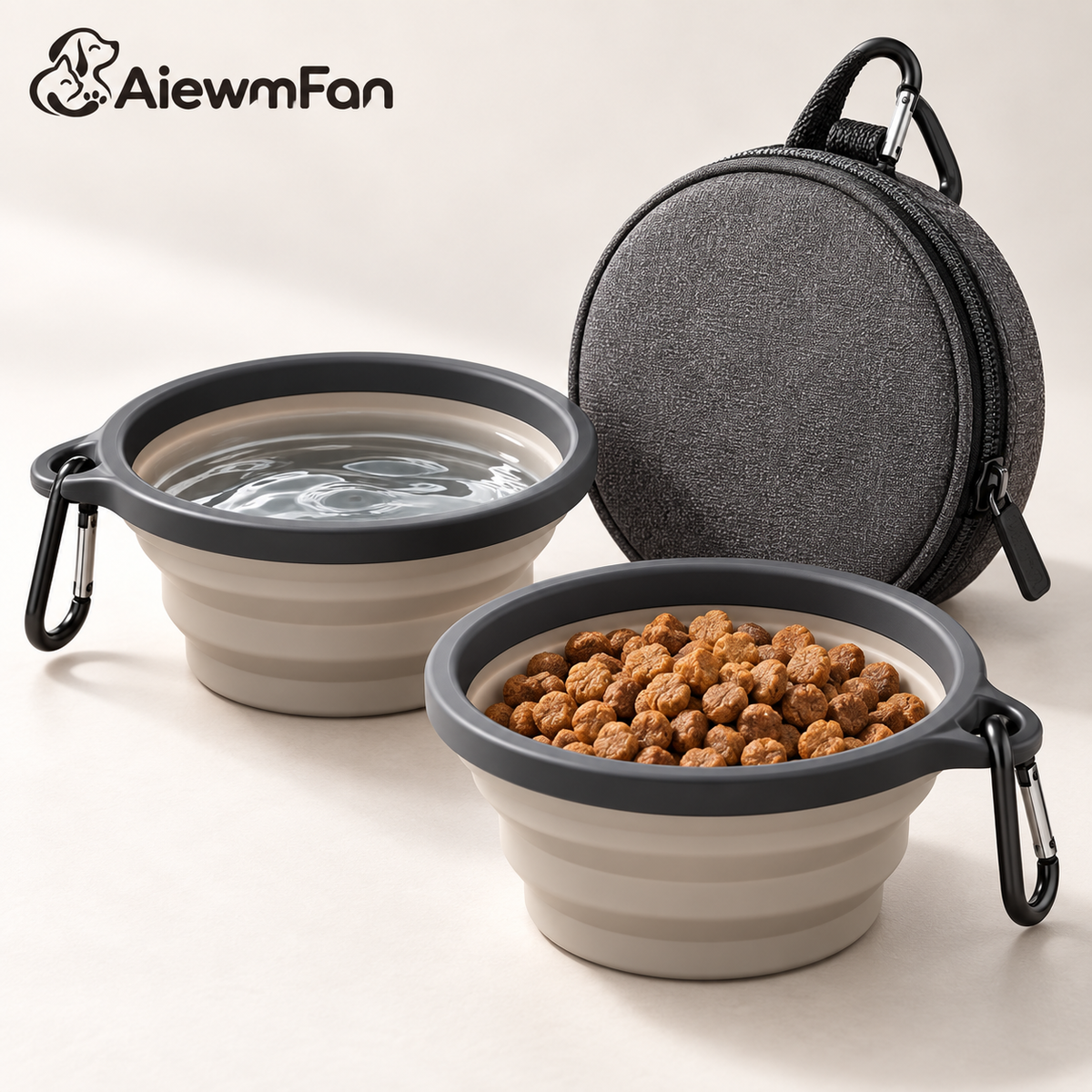 AiewmFan™ Collapsible Travel Pet Bowl Set