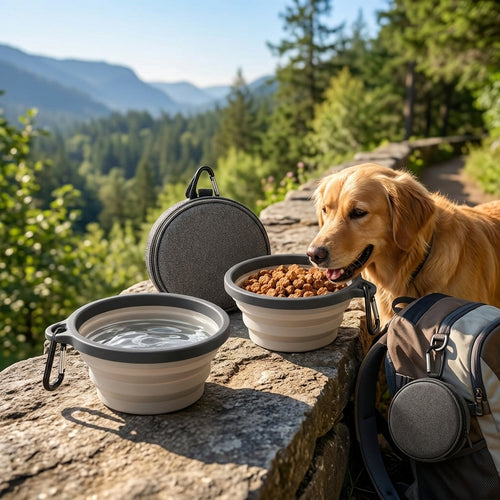 AiewmFan™ Collapsible Travel Pet Bowl Set
