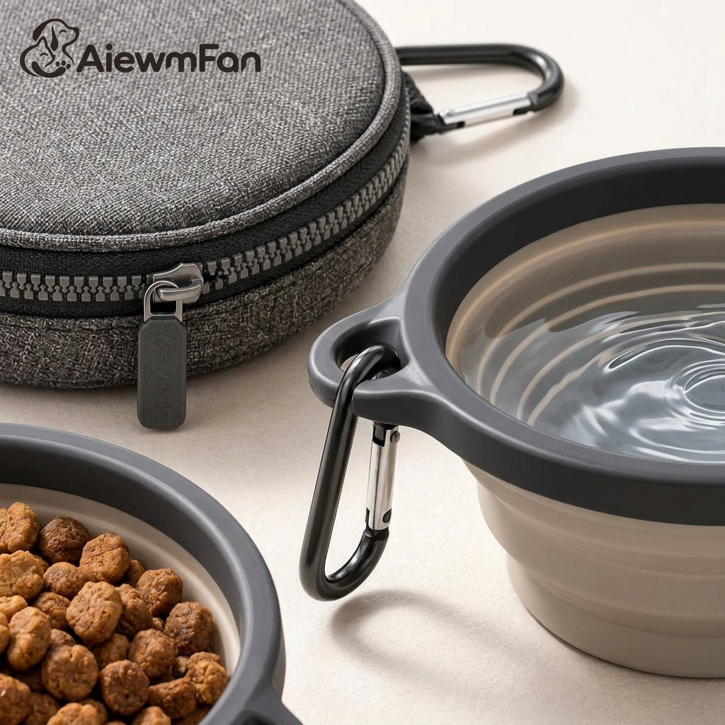 AiewmFan™ Collapsible Travel Pet Bowl Set