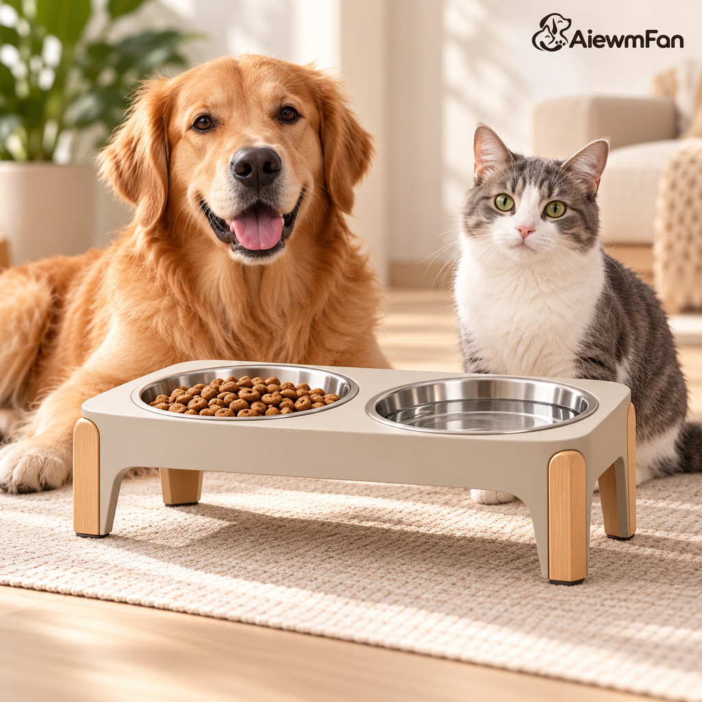AiewmFan™ Elevated Double Pet Feeder