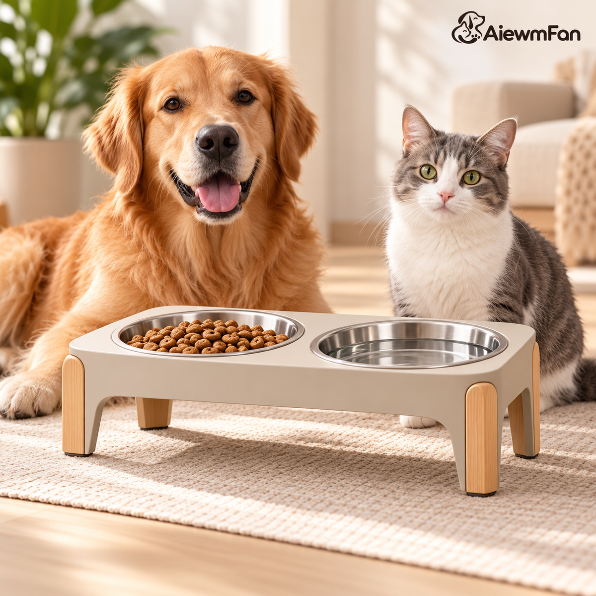 AiewmFan™ Elevated Double Pet Feeder